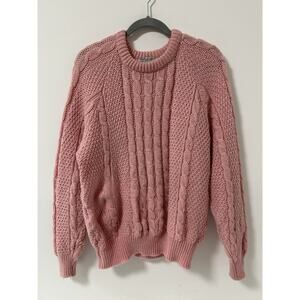 BLARNEY WOOLLEN MILLS - 100% Merino Wool Cable Knit Fisherman Womens Sweater M/L